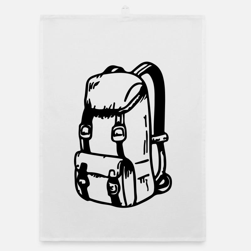 Voyage de camping avec symbole de sac à dos Torchon bio