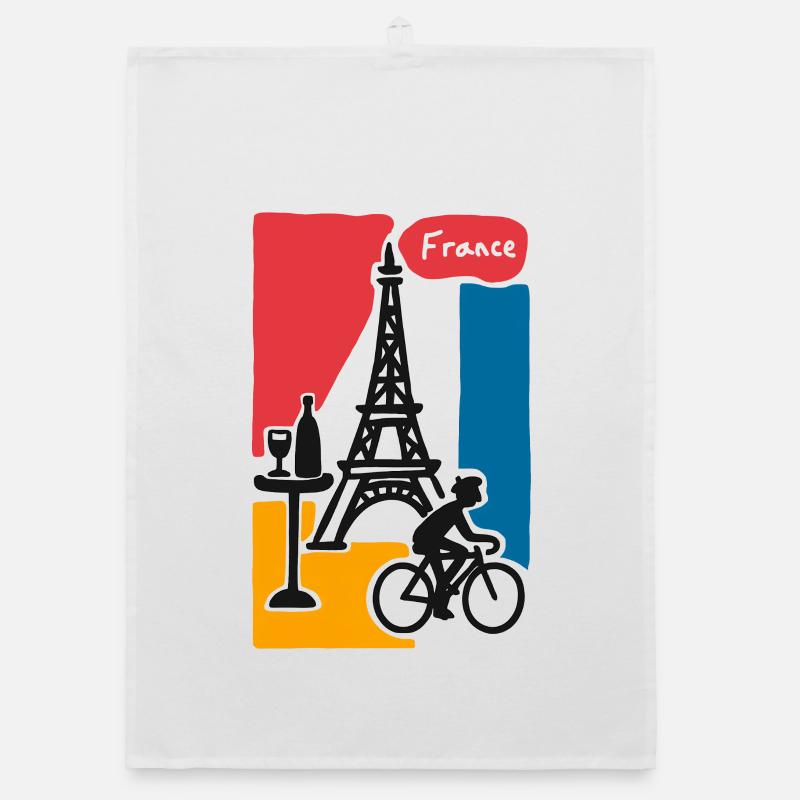 France Graphic: Eiffel Tower and Bicycle Organic dish towel