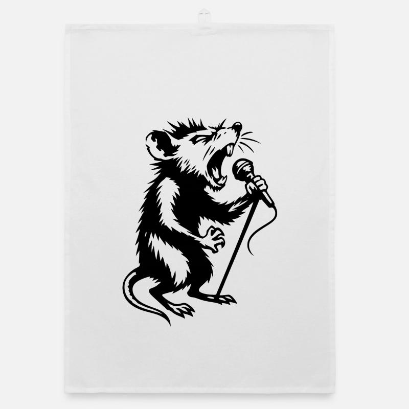 Dragon at the microphone illustration Organic dish towel