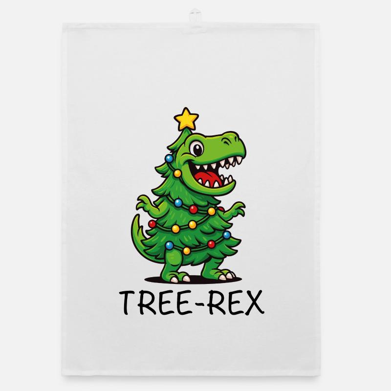 Tree-Rex – Süßer Cartoon Dino Organic Geschirrtuch