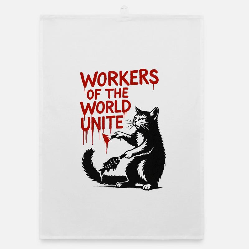 Cat and red typography Organic dish towel