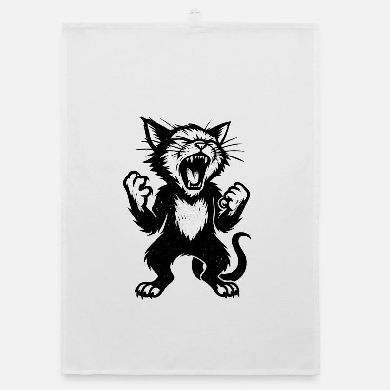 Angry Cat Stroke Style Organic dish towel