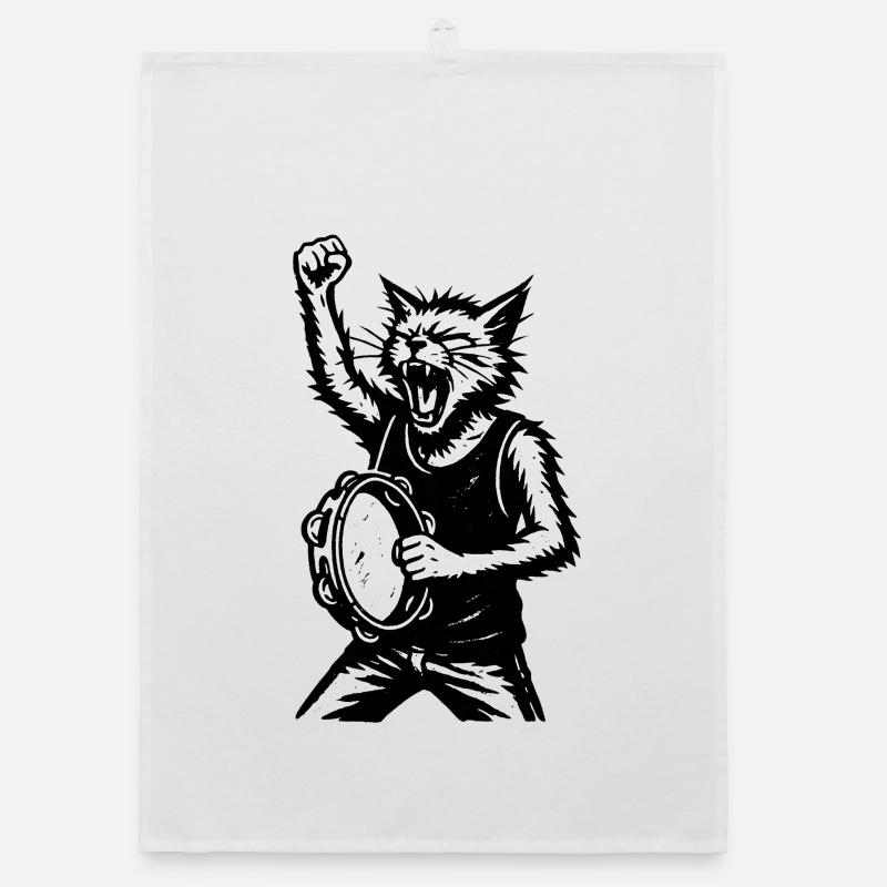 Cat Drummer Storm Organic dish towel
