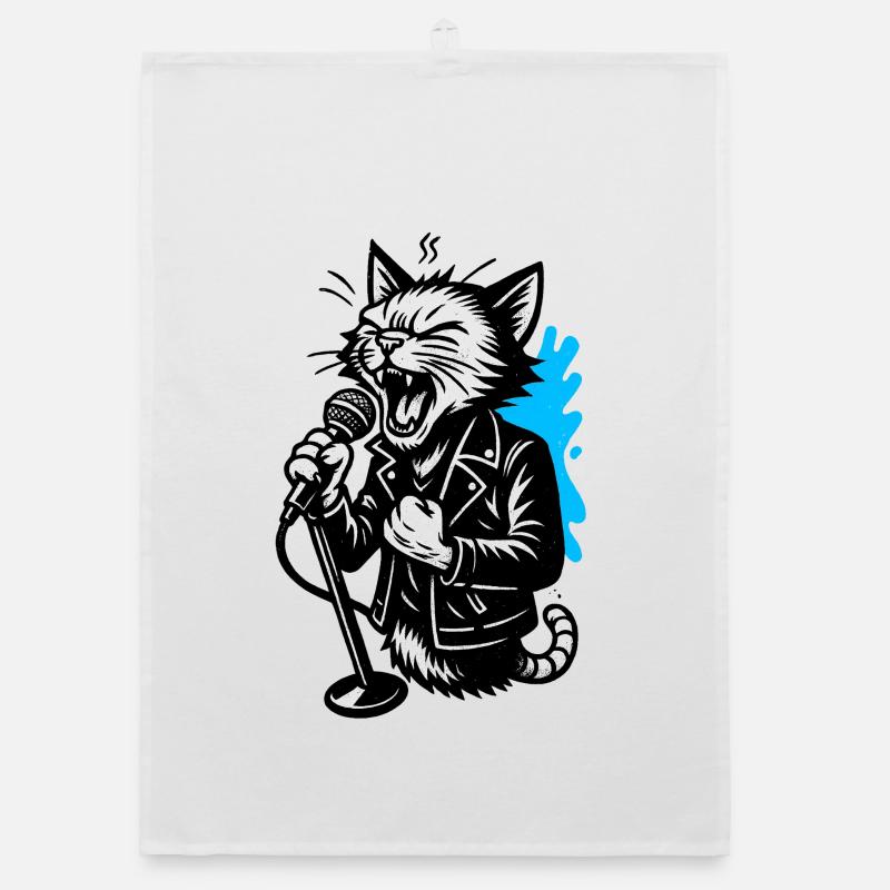 Chanteur chat avec micro Torchon bio