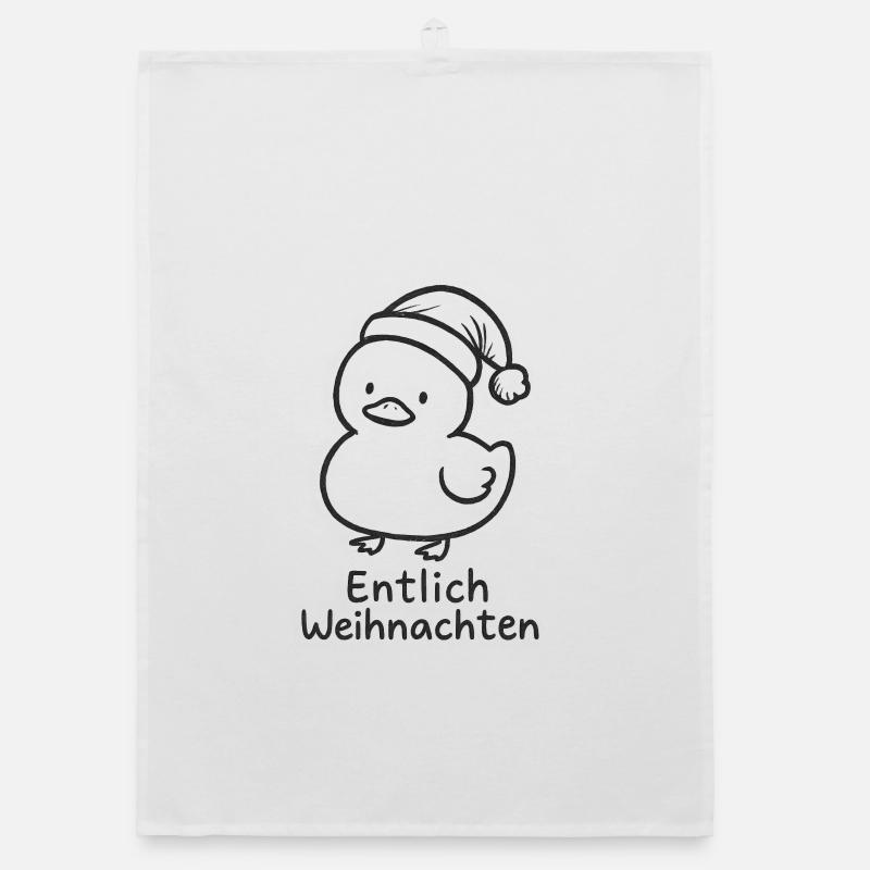 Finally Christmas Duck Sketch Organic dish towel