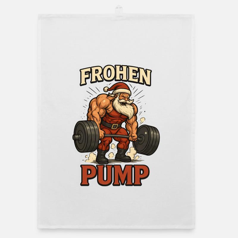 Frohen Pump Gym Weihnachtsmann Organic Geschirrtuch