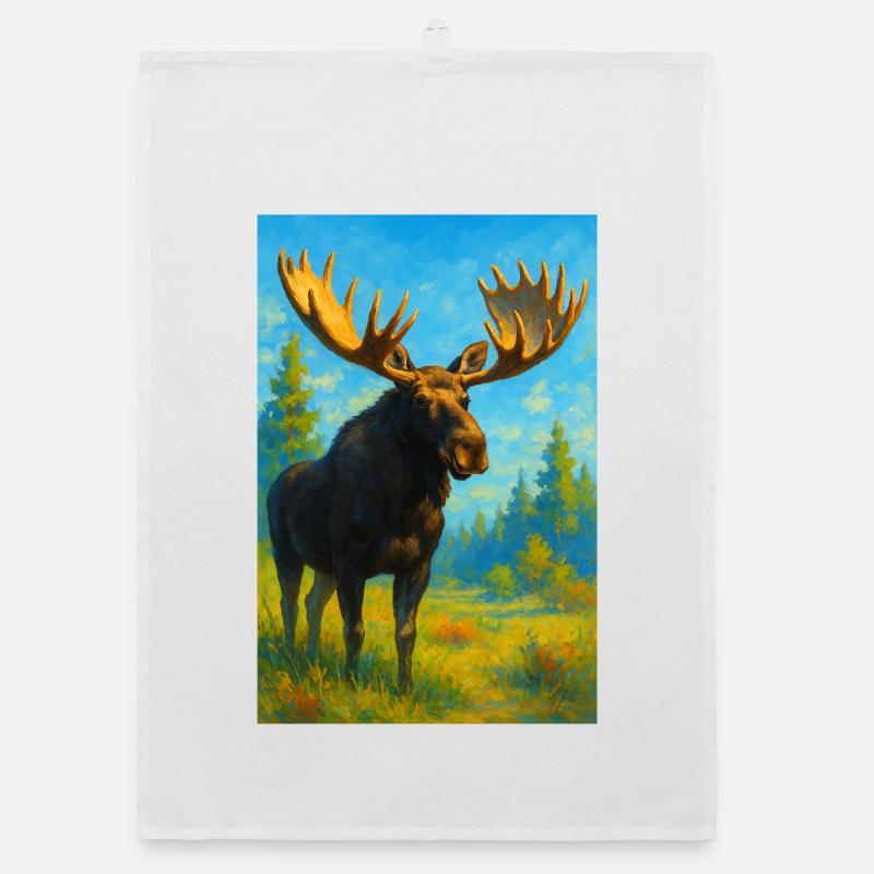 Explosion colorée de l’orignal dans le paysage de l’aube Torchon bio