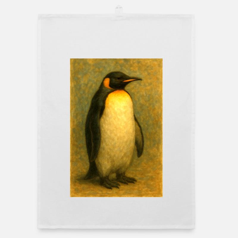 Pastellpinguin im klassischen Porträtstil - Organic Geschirrtuch - Weiß