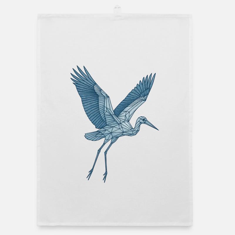 Blue Stork | Geometric Blue Crane Organic dish towel