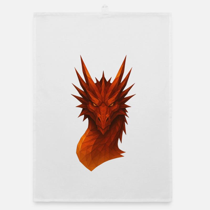 Dragon Lowpoly Enflammé Torchon bio