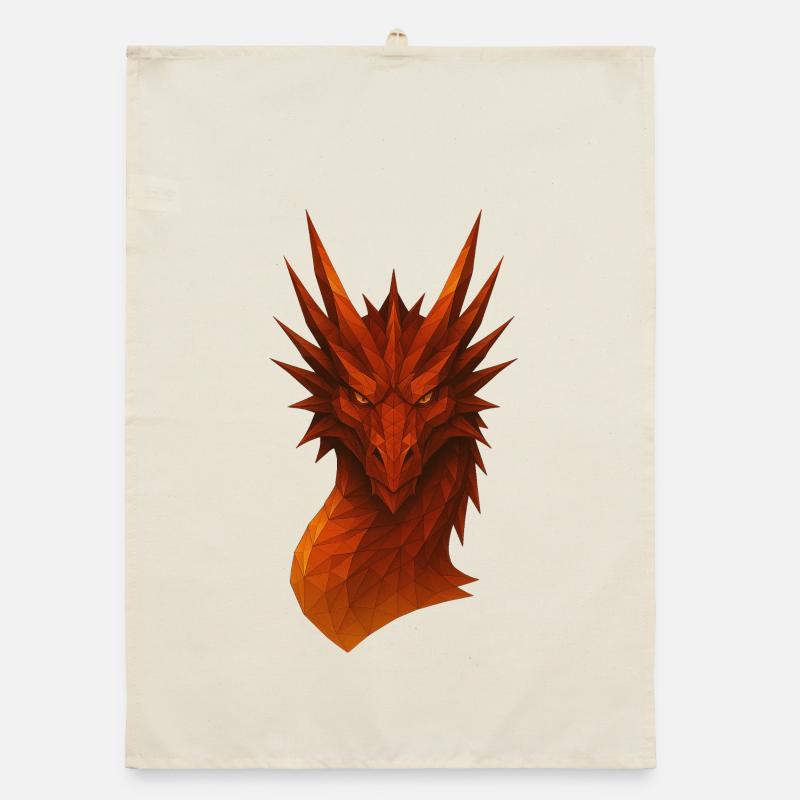 Flammender Lowpoly Drache Organic Geschirrtuch