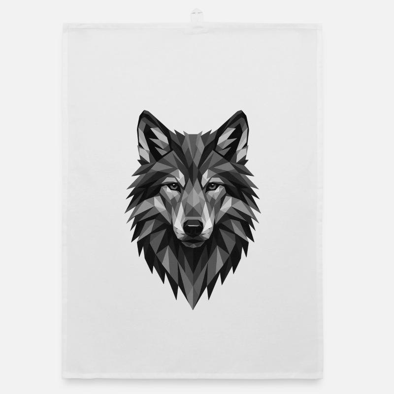 Geometrischer Grauwolf Kopf Organic Geschirrtuch