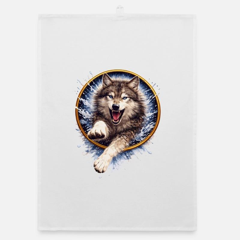 Wolf Ring Splash Attack Organic dish towel