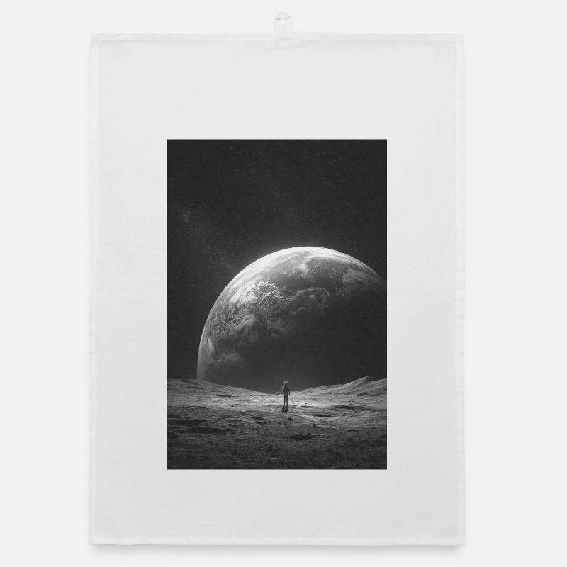 Lone Astronaut Under Giant Planet Organic dish towel