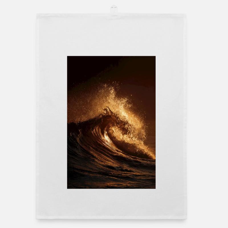 Golden Wave at Sunset Organic dish towel