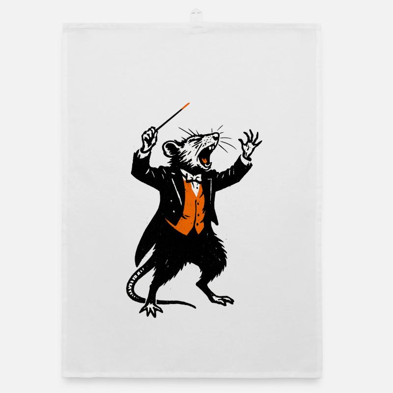 Ratte als Dirigent im Smoking Organic Geschirrtuch