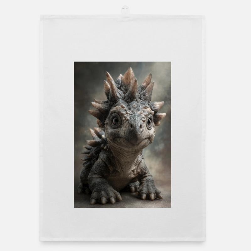 Kleines Stegosaurus-Porträt - Organic Geschirrtuch - Weiß