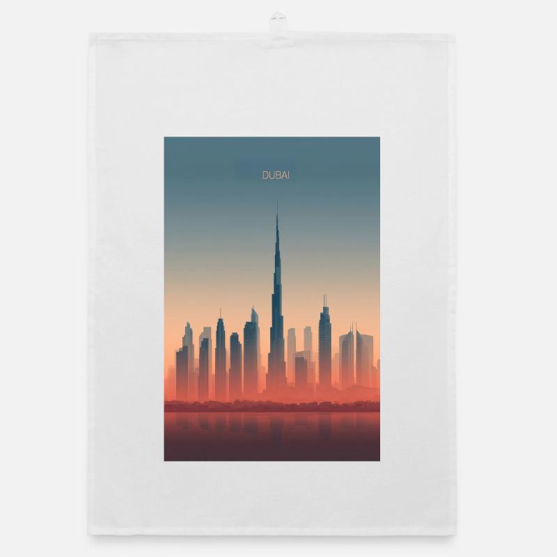 Dubai Skyline in Pastellfarben Organic Geschirrtuch