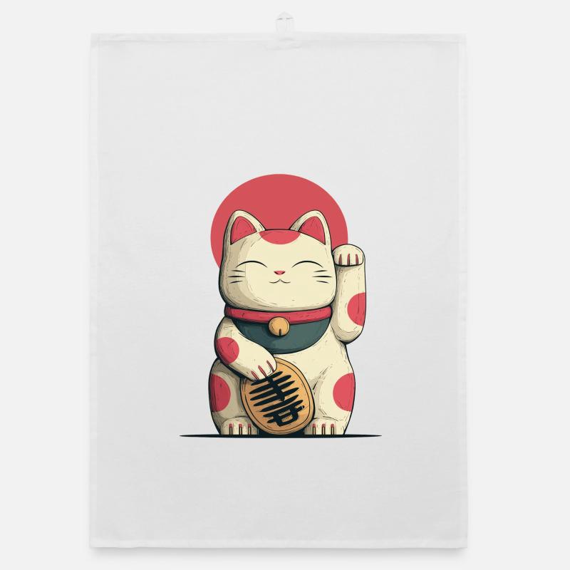 Maneki-Neko Chat Chanceux Torchon bio