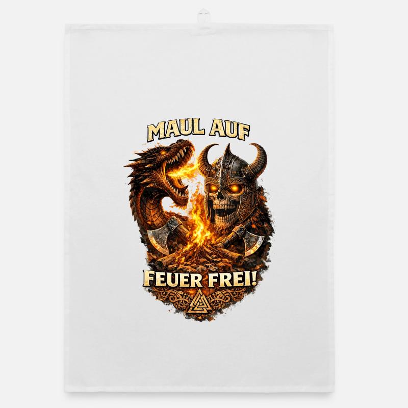 Skull Warrior Dragonfire Organic dish towel