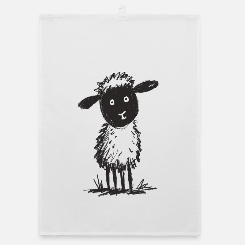 Fluffiges Doodle Schaf Organic Geschirrtuch