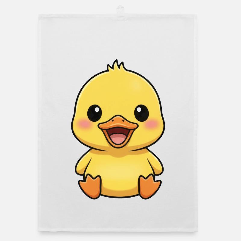 Cute Duck Cartoon Laughing Joy Roaring Organic dish towel
