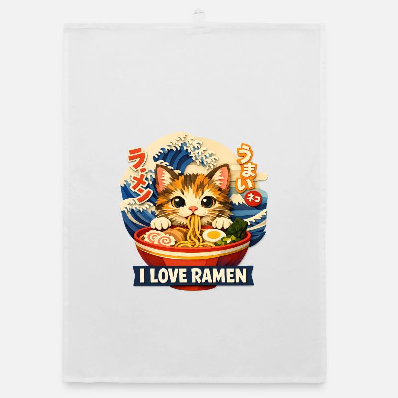 Ramen Cat Organic dish towel