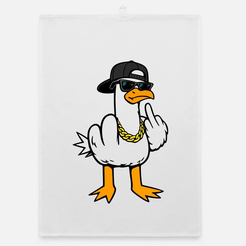 Coole Möwe Lustig Frech Mit Mittelfinger Shirt - Organic Geschirrtuch - Weiß