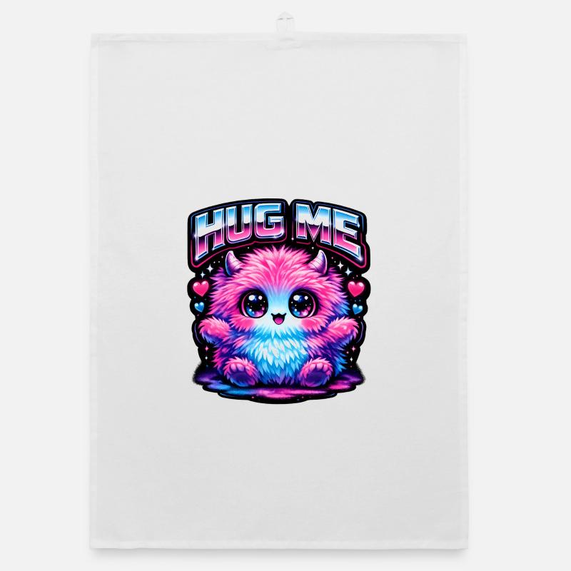 Hug Me Neon Monster - Organic Geschirrtuch - Weiß