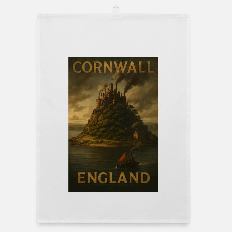 Cornwall Angleterre – Affiche de voyage Steampunk Torchon bio