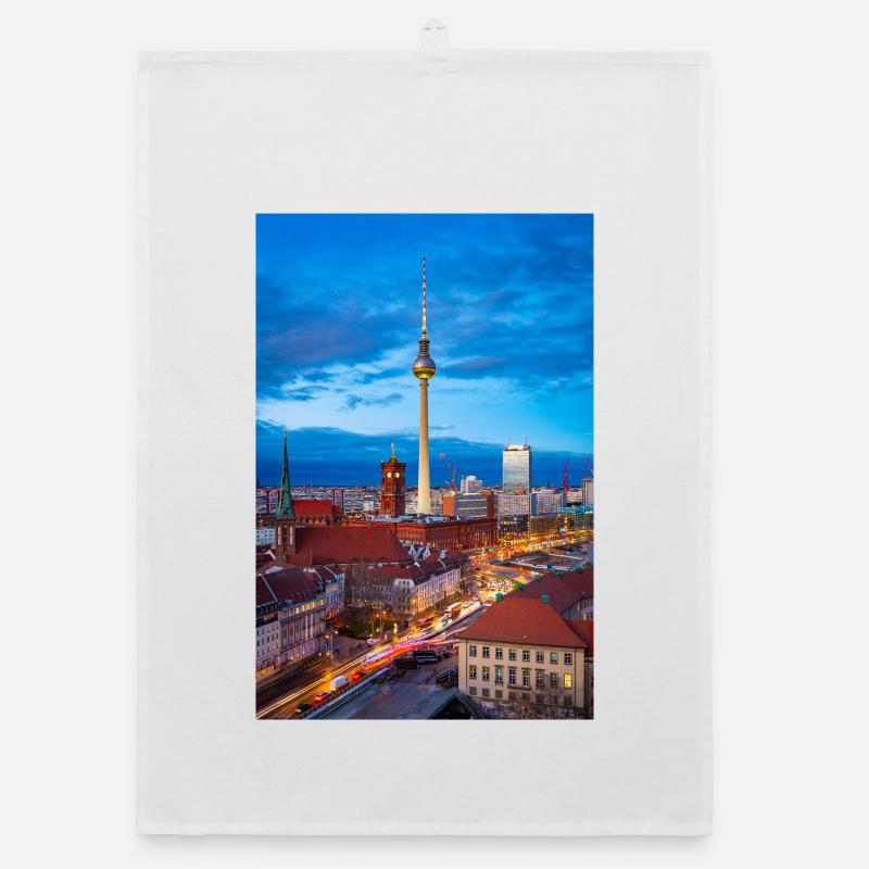 Berlin Skyline Evening Light Organic dish towel