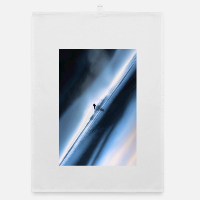Blue Diagonal Snow Rider Organic dish towel