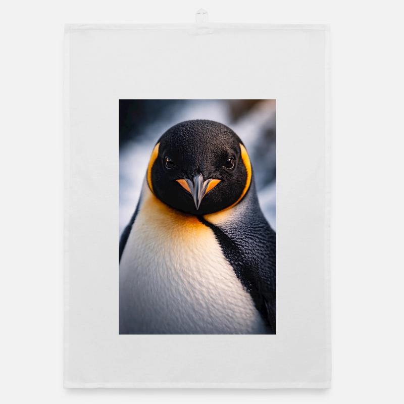 Penguin Gros Plan avec Contraste de Couleur Torchon bio
