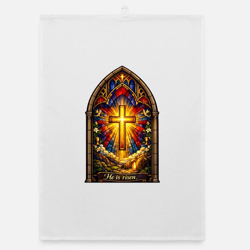 Resurrection He is Risen Easter Jesus Organic dish towel