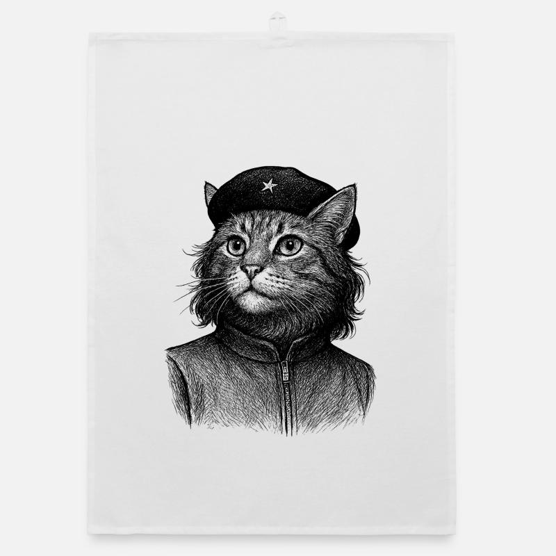 Cat with beret Organic dish towel