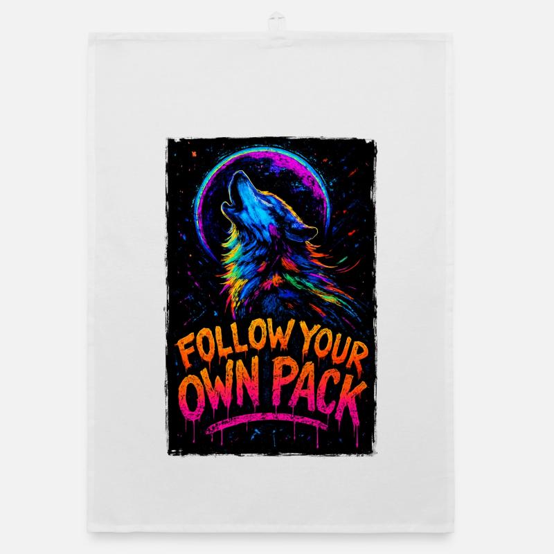 Alpha Wolf Multicolor-Design Folgen Sie Ihrem eigenen Rudel Organic Geschirrtuch