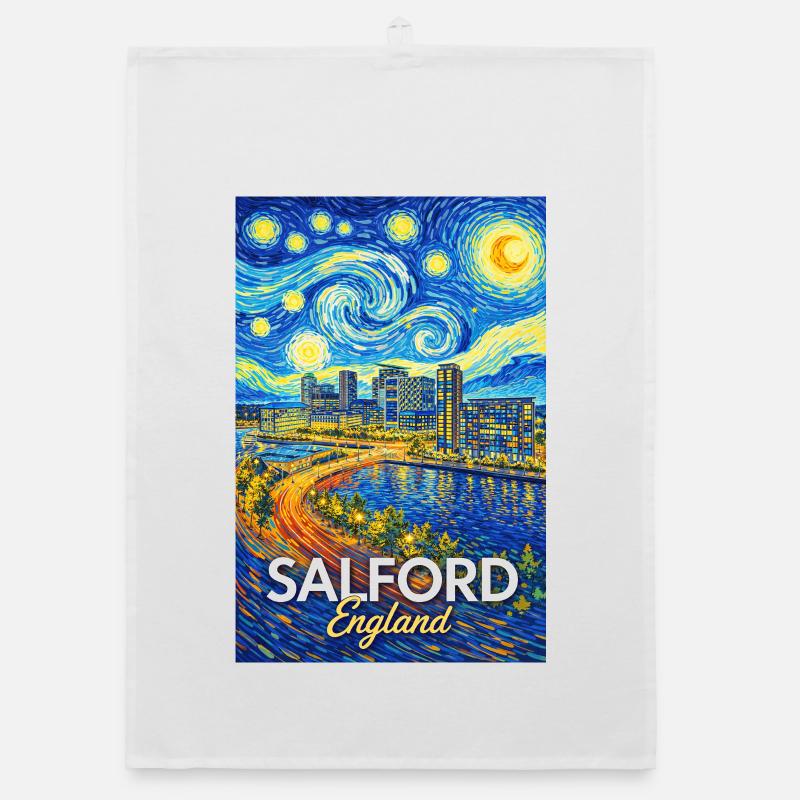 Salford, Angleterre, silhouette de la nuit étoilée Torchon bio