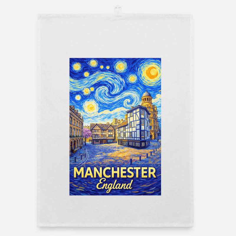 Manchester Angleterre Silhouette nuageuse Torchon bio