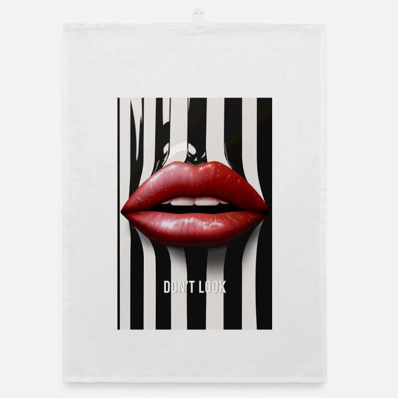 Don’t Look Lippen Statement Design Organic Geschirrtuch