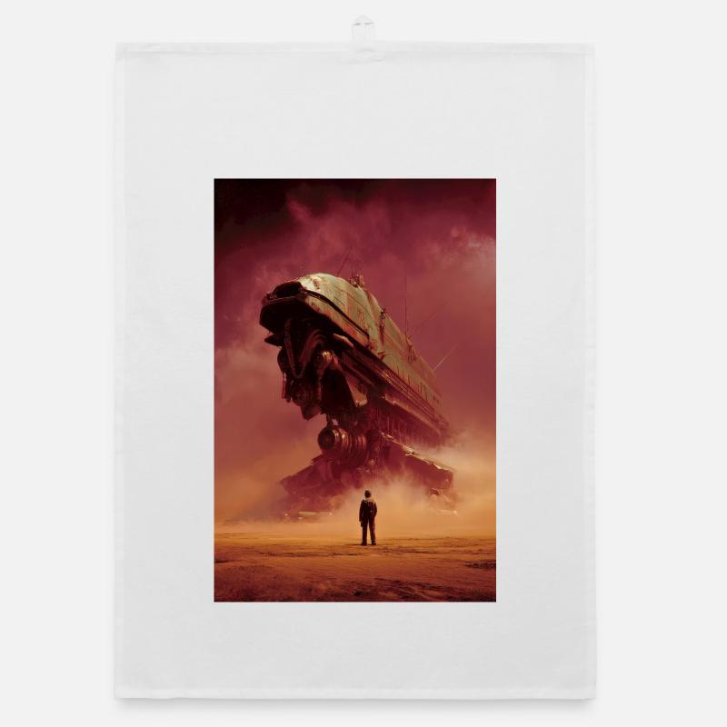 Lone Pilot Faces Desert Mech Organic dish towel