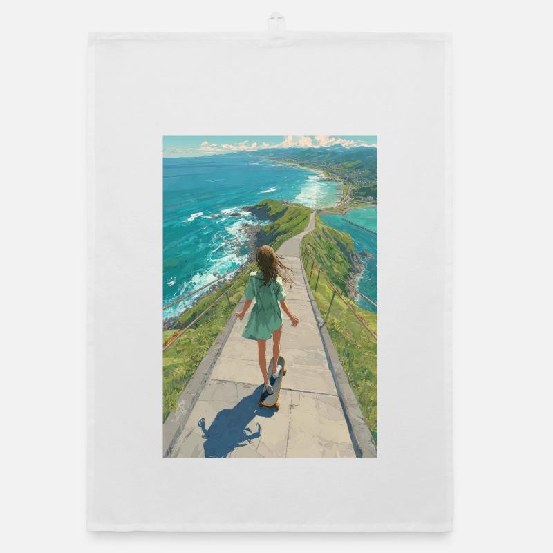 Coastal Crest Longboarder Organic Geschirrtuch