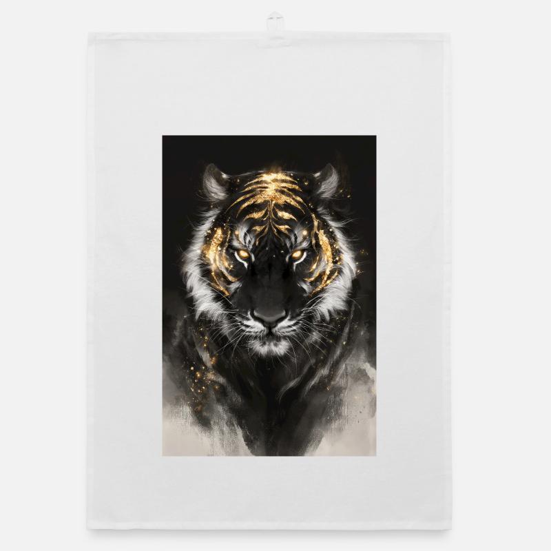 Golden Ember Tiger Organic dish towel
