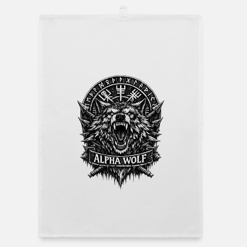 Alpha Wolf Runenwappen Organic Geschirrtuch