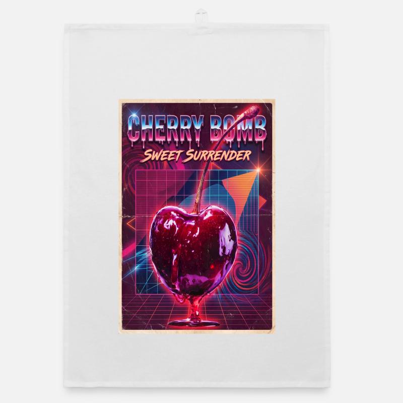 Cherry Bomb Neon Retro Surrender Organic Geschirrtuch