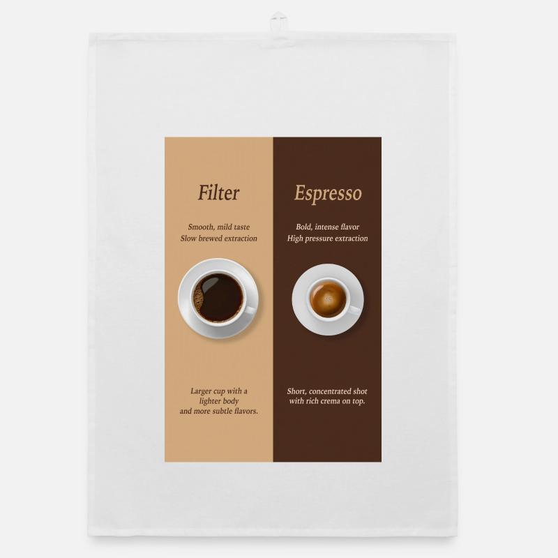 Filter Coffee vs Espresso Poster Comparison Organic dish towel