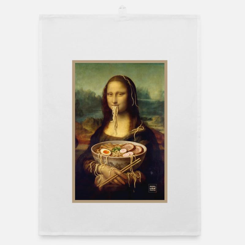 Mona Lisa Crazy Ramen Day Organic dish towel