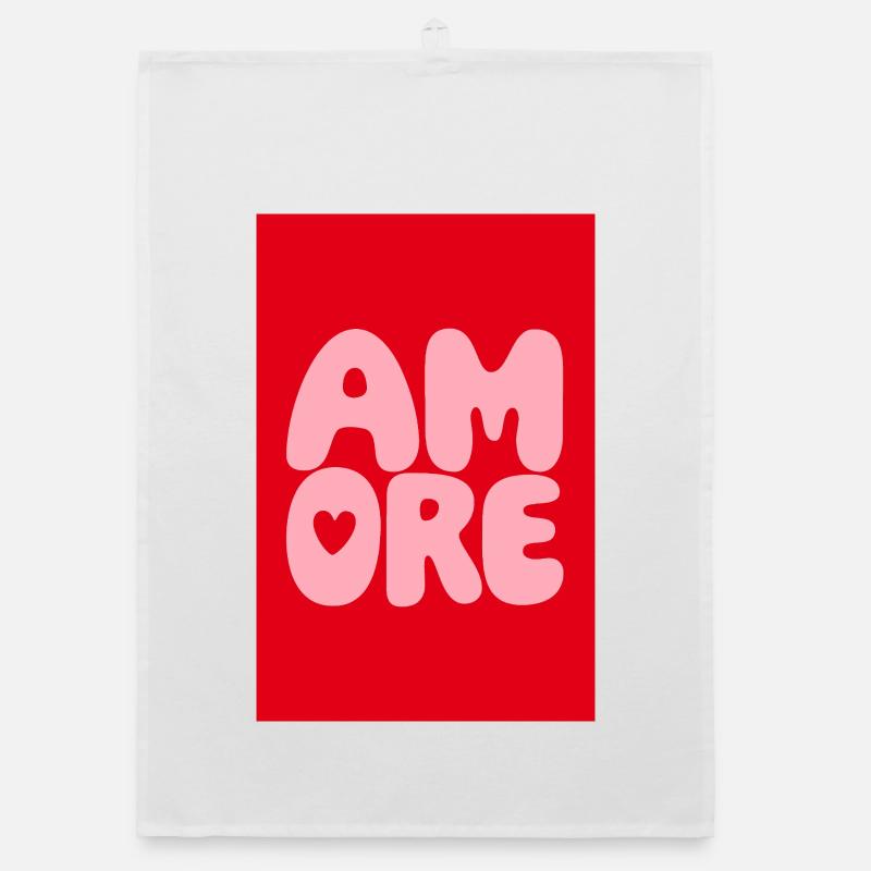 Amore Retro Bubblenschrift Organic Geschirrtuch