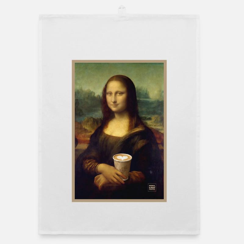 Mona Lisa Latte Porträt Organic Geschirrtuch