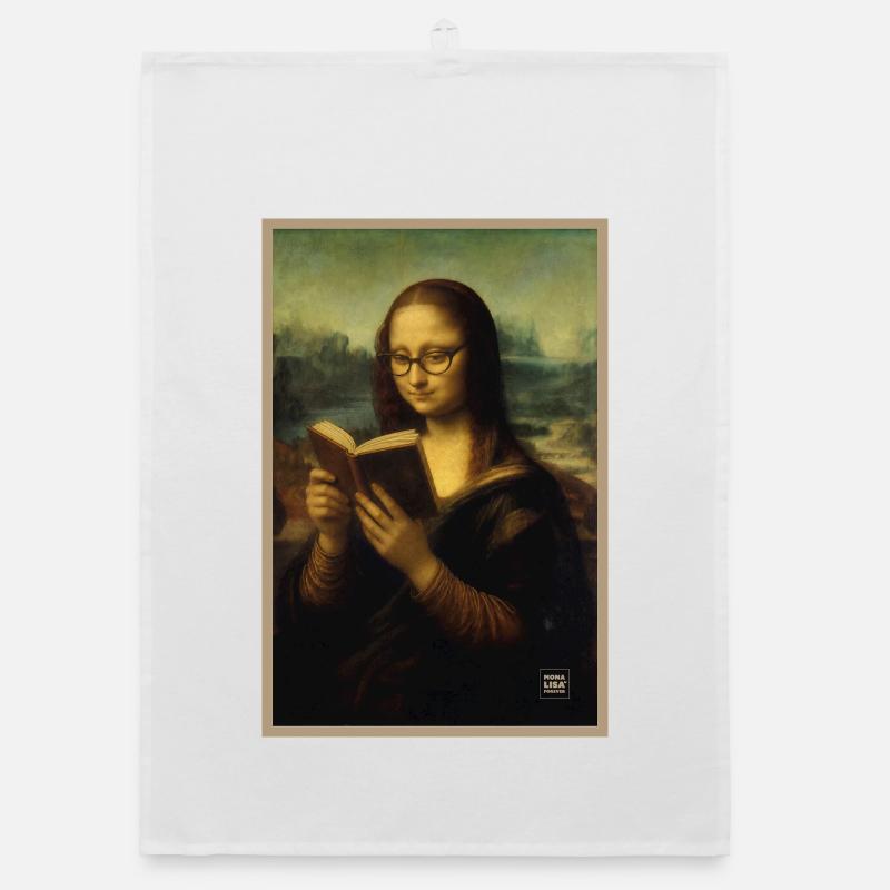 Mona Lisa Reading Organic dish towel