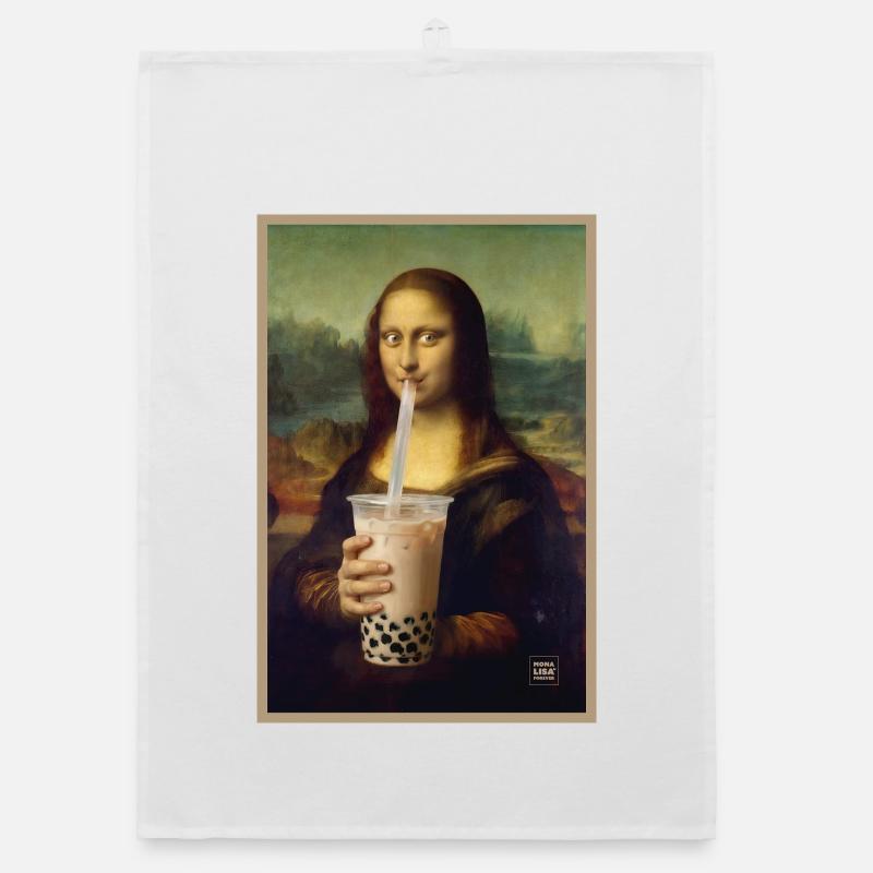 Mona Sip Bubble Tea Portrait Organic dish towel